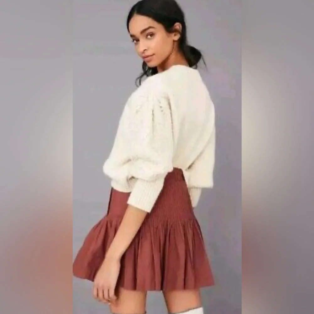 Anthropologie Rust Red A-Line Cotton Skirt - Picture 8 of 8